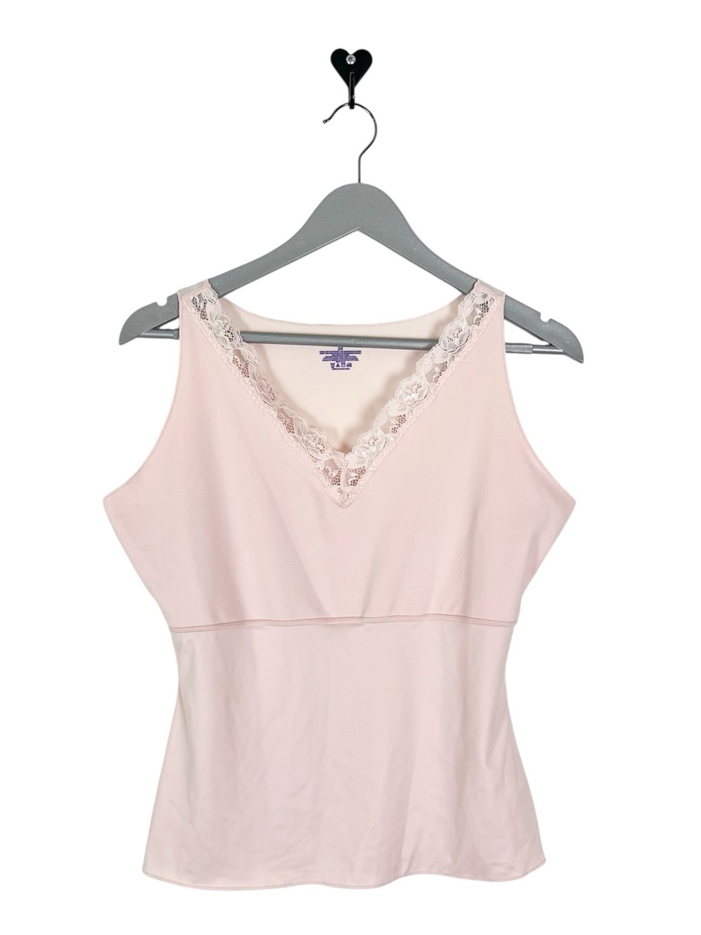 SPANX Top Size 2X Camisole Tank Pink Sleeveless Lace Neckline Stretch Shapewear